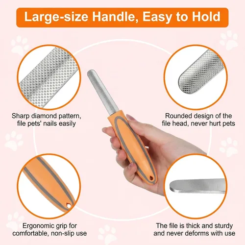 Vista 4 de Lima de uñas de metal para perros y gatos, mango de goma ergonómico, herramienta de aseo de uñas de metal duradera, herramienta de aseo para quitar