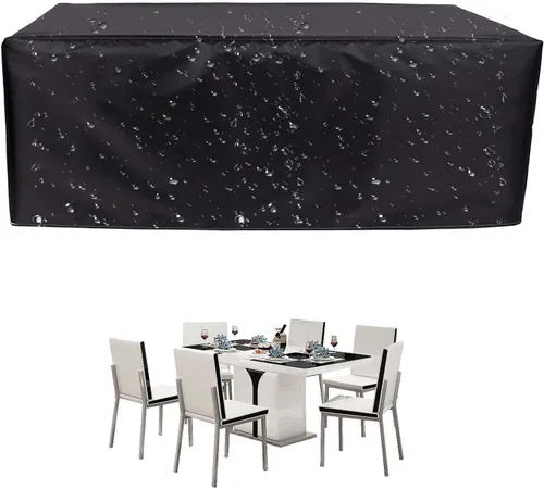 Vista 11 de Fundas negras para muebles de patio de 24 x 24 x 24 pulgadas, cubierta para muebles de exterior, impermeable, a prueba de polvo, rectangular, 420D