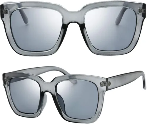 Vista 2 de The Fresh Flat Lens Retro Gafas de sol cuadradas de gran tamaño para mujer