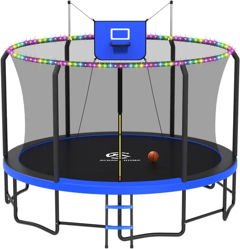 Vista 17 de Trampolín al aire libre con red para niños de 10 pies, 12 pies, 14 pies Púrpura