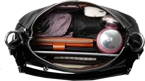 Vista 7 de HESHE Bolsos de hombro de cuero genuino para mujer, bolso de mano con asa superior, bolso de diseñador para mujer, bolso cruzado