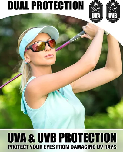 Vista 2 de Myiaur Lentes de sol deportivos polarizados para mujeres y hombres, con protección UV, lentes espejados, resistentes y elegantes, M8140
