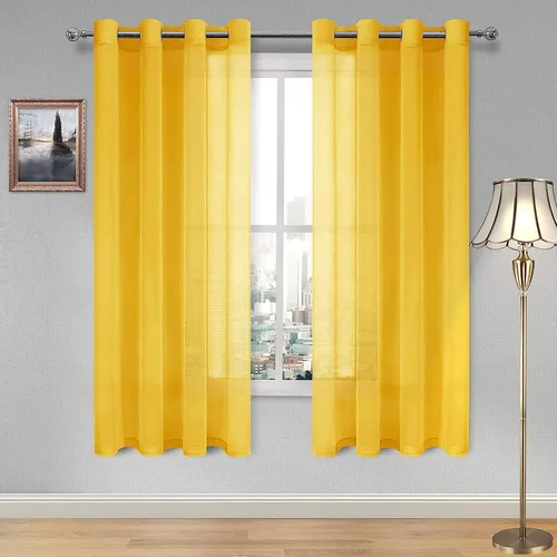 Vista 23 de DWCN Cortinas traslúcidas color verde frijol para sala de estar y dormitorio - Cortinas voile con aspecto de lino sintético con ojales en la parte
