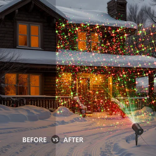 Vista 11 de Proyector de luces de Navidad para exteriores, luz de proyección de estrellas rojas y verdes de BLOFUN con 3 modos de iluminación, control remoto