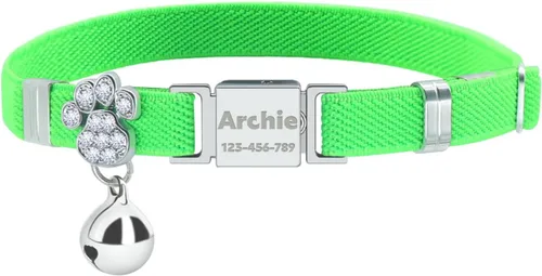 Vista 12 de Collares elásticos de seguridad personalizados para gatos con campana, collares elásticos personalizados con láser para niñas, niños, gatos
