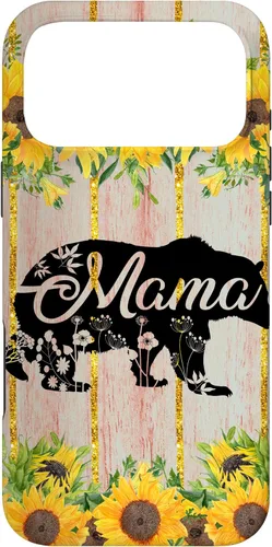 Vista 22 de Mama Bear Rustic Woodgrain Sunflower Farmhouse Country Mama Case for iPhone 17