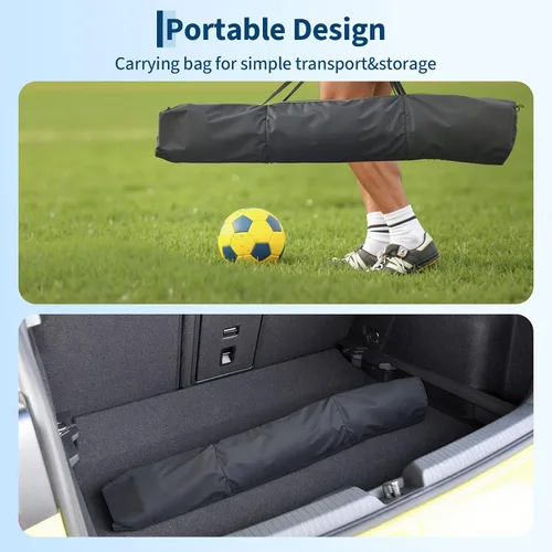 Vista 4 de Portería de fútbol de 12 x 6 pies para patio trasero, red de fútbol portátil con base de metal resistente, equipo de entrenamiento de fútbol