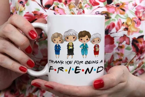 Vista 4 de Fonhark - Golden Girls Thank You For Being A Friend, programa de televisión Golden Girls, taza de café novedosa de 11 onzas, color blanco