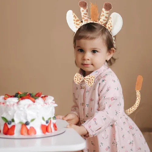 Vista 7 de 2 Sets Animal Costume Set Lion Tiger Zebra Giraffe Leopard Elephant Costume Accessory Include Ears Headband Bow Tie Tail