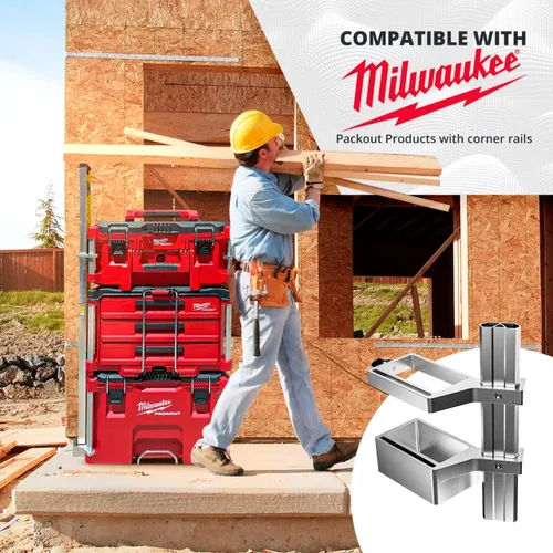 Vista 5 de Alpha Engineered Soporte de Montaje de Nivel Compatible con Caja de Herramientas Milwaukee Packout - Se Adapta a Organizadores Packout - Incluye