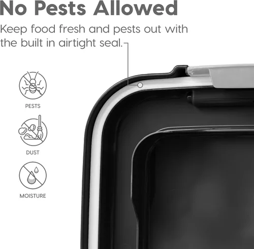 Vista 4 de IRIS USA Contenedor hermético de almacenamiento de comida para perros combinado de 30 libras y 11 libras, caja apilable para premios, cuchara de 2