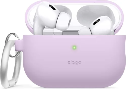 Vista 12 de elago Funda compatible con AirPods Pro 2 (2022), funda de silicona con llavero, LED frontal visible, soporta carga inalámbrica [negro]