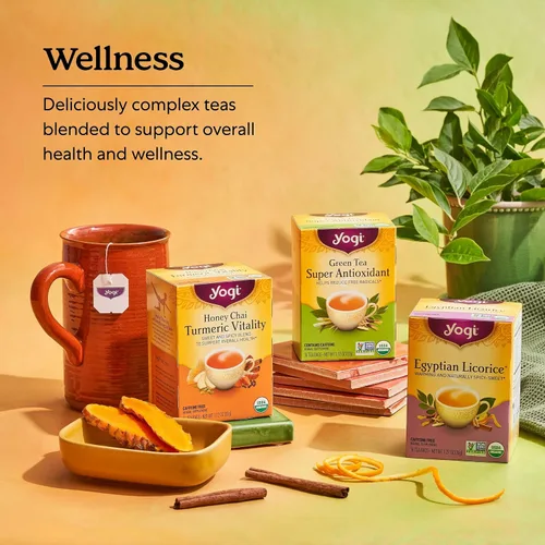 Vista 5 de Yogi Tea Sweet Ginger Citrus Turmeric Vitality - 16 bolsas por paquete (4 paquetes) - Té orgánico de raíz de jengibre y cúrcuma - Apoya el bienestar