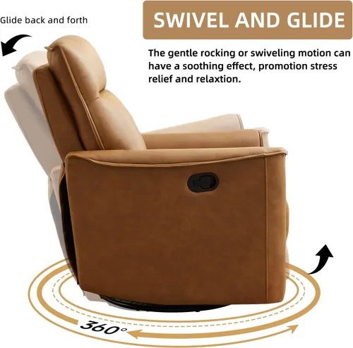 Vista 3 de CANMOV Juego de muebles de sofá reclinable manual para sala de estar, incluye sillas de enfermería Leathaire, reclinables giratorias, sillón