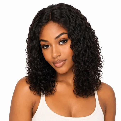 Vista 29 de Peluca de cabello humano rizado profundo de 12 pulgadas para NATURAL-RIZADO