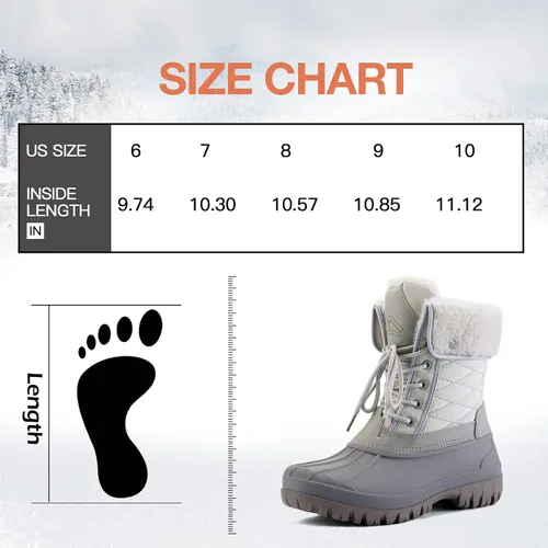 Vista 7 de mysoft Botas de nieve para mujer, aisladas, cálidas, impermeables, con cordones, botas de invierno a media pantorrilla para exteriores