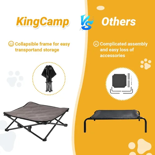 Vista 4 de KingCamp Cama elevada para perros pequeños, cama de mascotas elevada y de enfriamiento para exteriores con malla transpirable lavable y pies