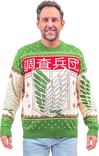 Vista 2 de Attack on Titan 4 Kanji and Swords Ugly Christmas Sweater