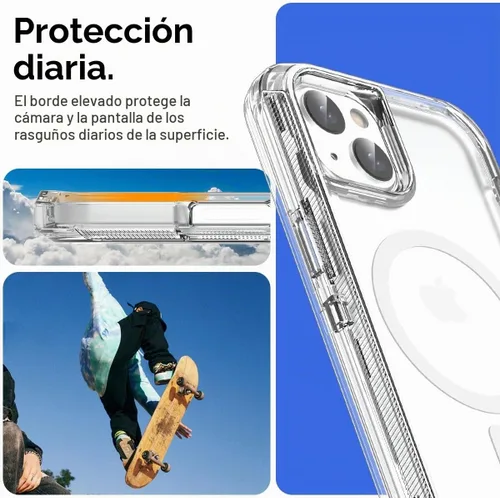 Vista 3 de AICase Funda transparente para iPhone 16e/13/iPhone 14, compatible con MagSafe 3 en 1, resistente protección contra caídas, cuerpo completo, a