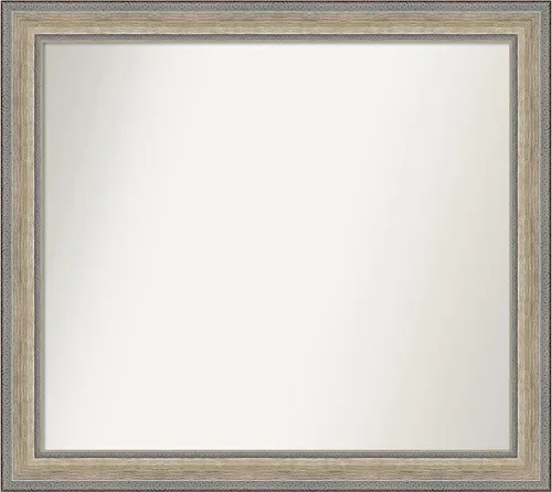 Vista 494 de Amanti Art Espejo de baño plateado para sobre el fregadero, 28 x 37 pulgadas, elegante espejo rectangular de peltre cepillado, marco de madera