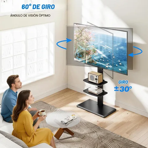 Vista 4 de Rfiver Soporte de TV de piso con 2 estantes para televisores de 32 a 75