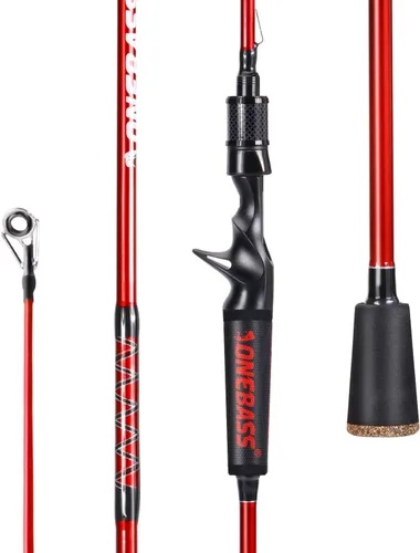 Vista 9 de One Bass Cañas de Pescar, Caña Giratoria y de Casting de Grafito IM7, Caña de Baitcasting de 2 Piezas de Calidad Resistente con Mango de Súper