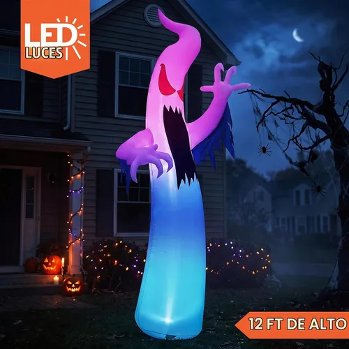 Vista 2 de Joiedomi Inflables de Halloween de 12 pies de alto, decoración de Halloween inflable para exteriores, fantasmas inflables para patio con LED