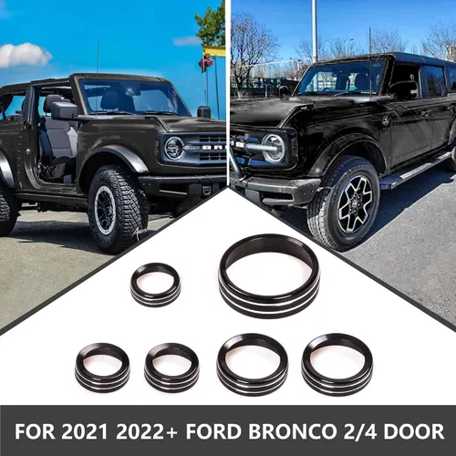 Vista 5 de Cubierta de perilla de interruptor de faros de aire acondicionado para 2021 2022 2023 2024 2025 Nuevo Ford Bronco 2/4 Puerta Interior Accesorios
