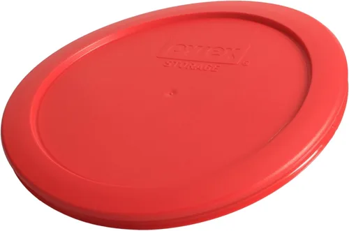 Vista 3 de Pyrex 7201-PC Tapas redondas de 6.5 pulgadas, para recipientes de vidrio. Paquete de 4 unidades., Paquete de 6, Rojo BPA-Free Plastic Snug Seal