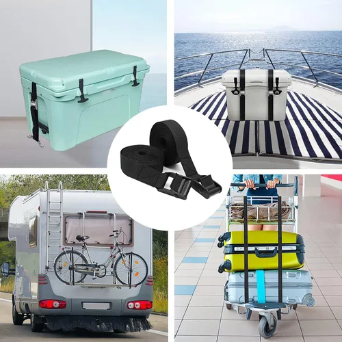 Vista 6 de Correas de amarre de batería para barcos, correas de hebilla de leva resistentes, kit de amarre con soportes inoxidables y tornillos SS utilizados