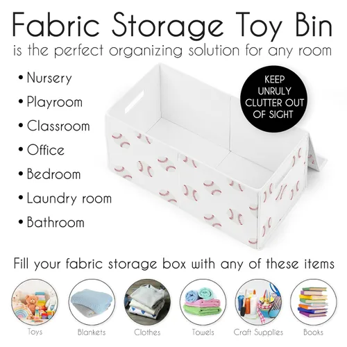 Vista 5 de Sweet Jojo Designs Caja de almacenamiento de juguetes de tela roja y blanca para niños, para niños, para colección de parches de béisbol