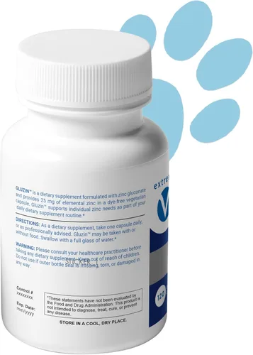Vista 2 de Gluzina 25mg ZINC Gluconato para PET Zinc Deficiencia - Zinc de grado farmacéutico, cápsulas más pequeñas fáciles de tragar