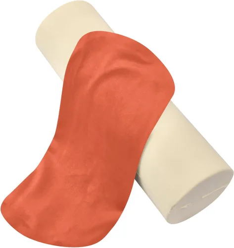 Vista 2 de Moudou Almohada de cuello de color liso naranja sólido, almohada redonda cilíndrica de espuma viscoelástica suave con funda extraíble para soporte