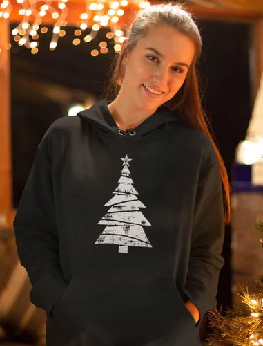 Vista 3 de Sudaderas con capucha para árbol de Navidad, color blanco, para mujeres y niñas