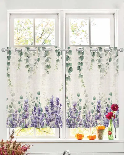 Vista 15 de Cortinas traslúcidas históricas africanas de 39 pulgadas de largo, juego de 2 paneles de cortinas para cocina, dormitorio, sala de estar, puerta