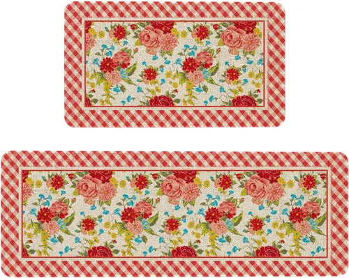 Vista 40 de Mloabuc® Tapete decorativo de flores, tapetes de cocina de arpillera de arpillera para mujer, accesorios de cocina para exteriores, 17 x 30 pulgadas