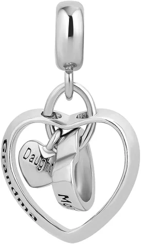 Vista 2 de CharmsStory - Mamá, madre, hija, corazón, amor, colgante, dijes para pulsera de cadena de serpiente.