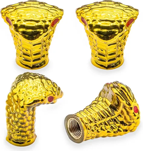 Vista 8 de 4 piezas de tapas de válvula de neumático estilo Cobra, forma de cabeza de serpiente, tapas universales de válvula de neumático con núcleo de cobre