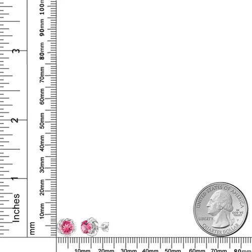 Vista 403 de Gem Stone King Aretes de plata de ley 925 de 0.236 in con piedra natal redonda para mujer