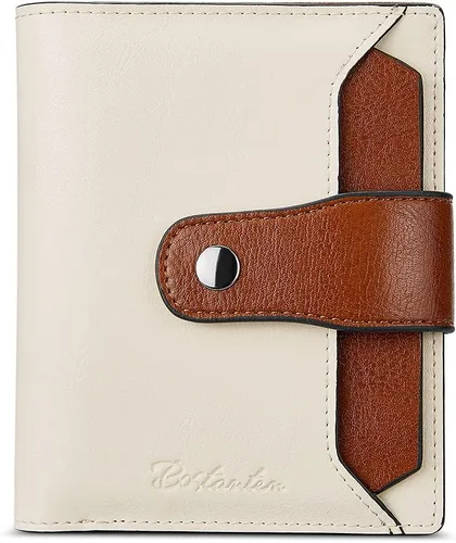 Vista 35 de BOSTANTEN Cartera de piel para mujer, con bloqueo RFID, pequeña, plegable, con bolsillo con cremallera, tarjetero, con ventana de identificación