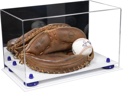 Vista 65 de Better Display Cases Vitrina de guantes de béisbol de acrílico transparente con elevadores negros (A011/V16)