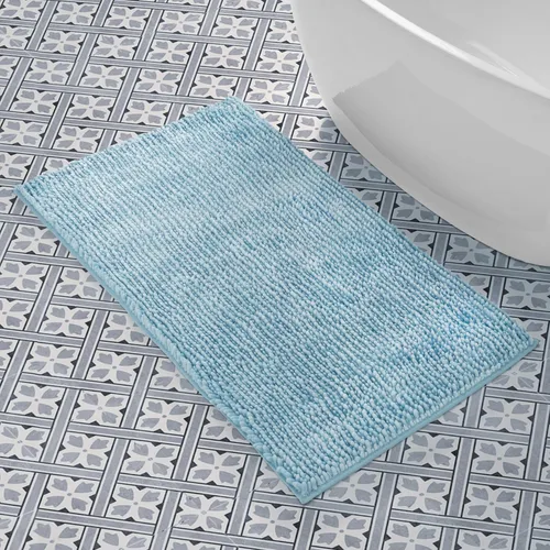 Vista 45 de Laura Ashley - Juego de 2 tapetes de baño de chenilla suave, 20 x 34 pulgadas, color azul