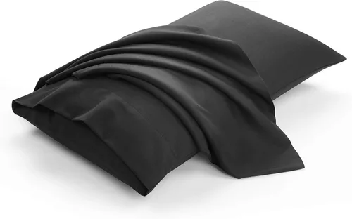 Vista 7 de Evolive Juego de 2 fundas de almohada de microfibra cepillada ultra suave con cierre de sobre (tamaño estándar de 20 x 30 pulgadas, color negro)