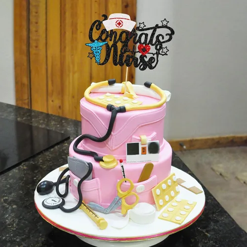 Vista 7 de Gyufise Decoración para tartas de enfermería con purpurina para enfermería 2023, decoración para pastel de graduación para temática médica Rn 2023