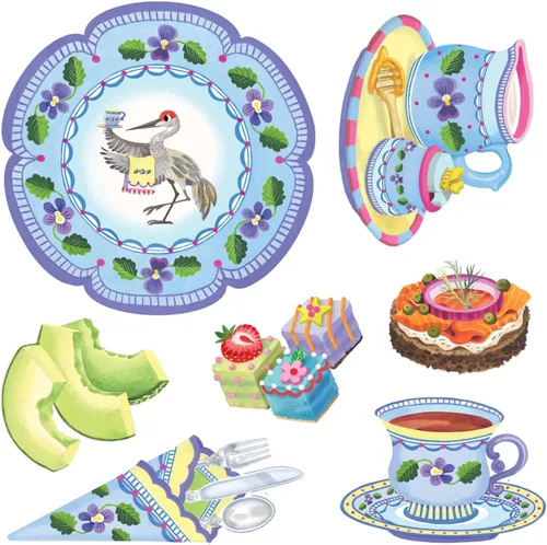 Vista 6 de eeBoo Kitten's Time for Tea Spinner Game, Story Building, 2-4 jugadores