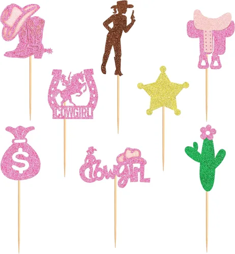 Vista 7 de Ercadio Paquete de 32 adornos para cupcakes Derby Cowboy Cowboy Cowgirl Cupcake Picks Ecuestre Derby Carreras de Caballos Cupcake Toppers Derby Tema