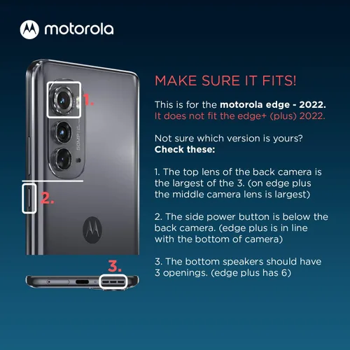 Vista 2 de Motorola Funda protectora negra Edge (2022) - Ajuste de precisión, elegante funda para teléfono con absorción de golpes