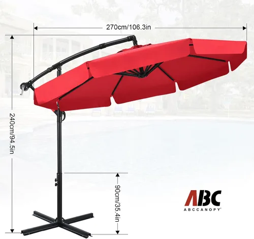 Vista 3 de ABCCANOPY Sombrillas voladizas prémium de 9 pies para patio