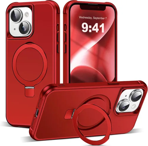 Vista 118 de SKYLMW - Funda compatible con iPhone 11 de 6.1 pulgadas, con soporte magnético invisible tipo anillo, funda translúcida de grado militar, compatible