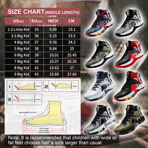 Vista 2 de WETIKE - zapatillas de básquetbol antideslizantes para niños y niñas, zapatillas para correr al aire libre (niños pequeñosniños grandes)